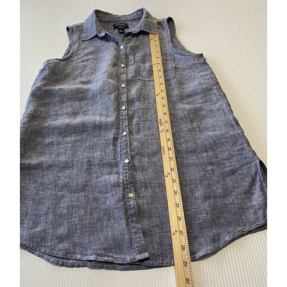Jones New York 100% Linen Shirt Women's Small Sleeveless Blue - Picture 3 of 7